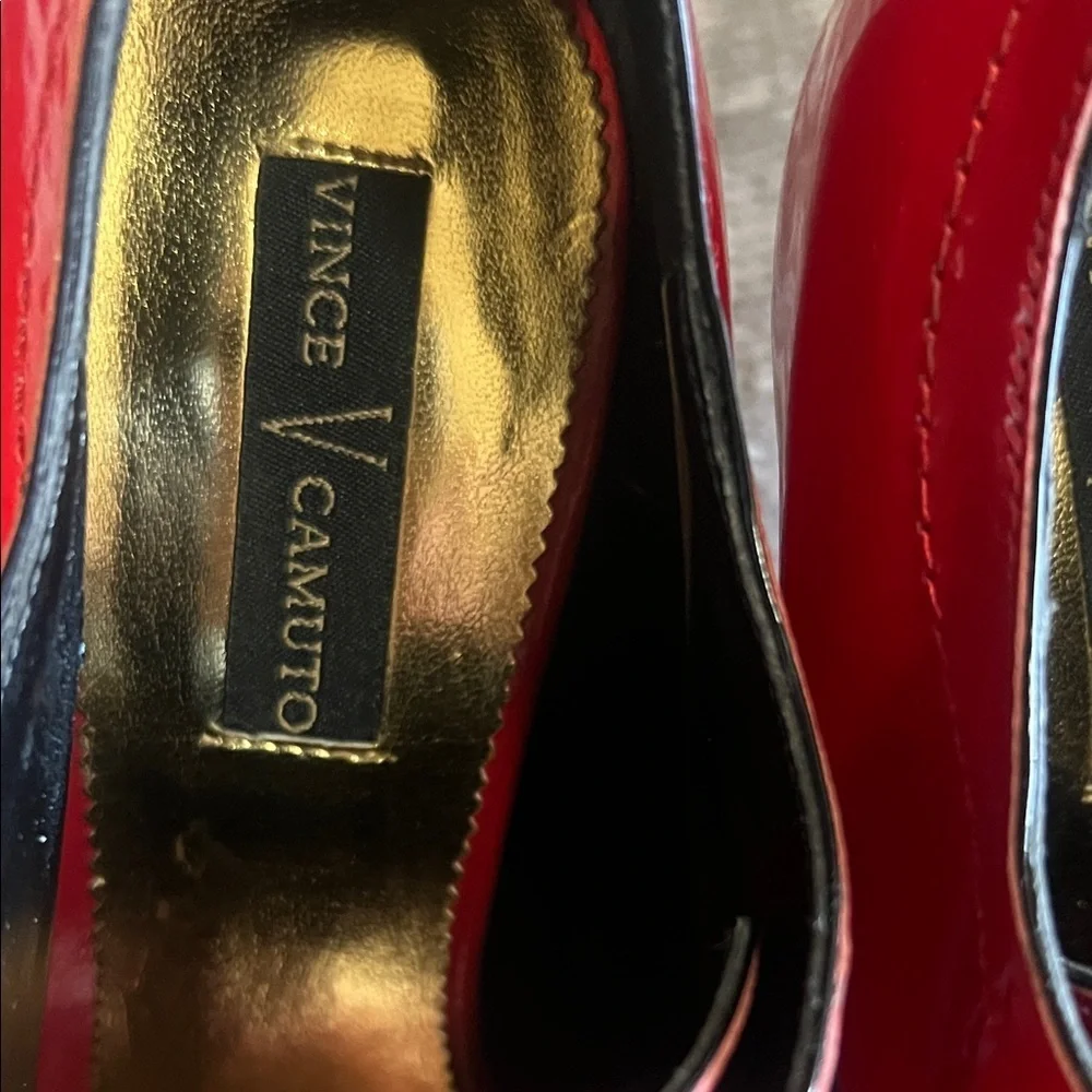 Vince Camuto Red Patent Lace Up Peep Toe Oxford Stilettos 9